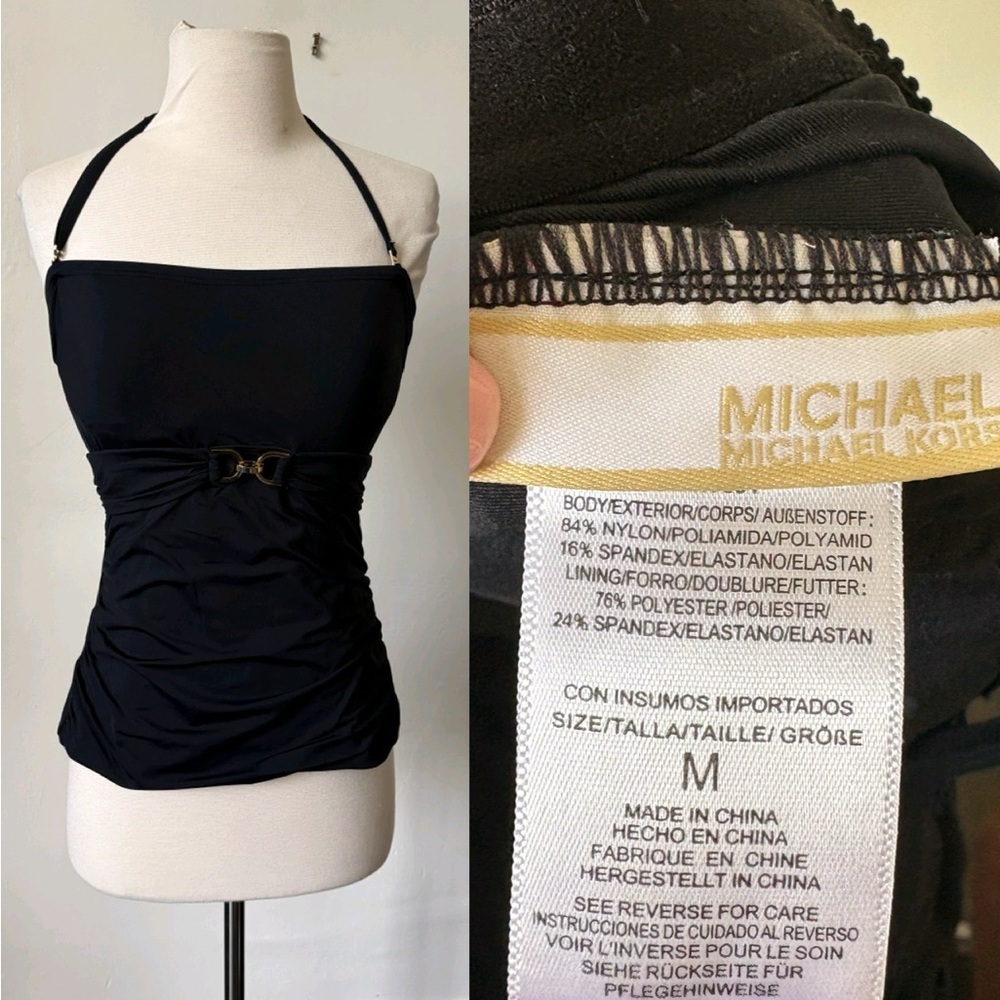 Michael Kors Swim Tankini Tube/Halter Top Black and Gold Size M